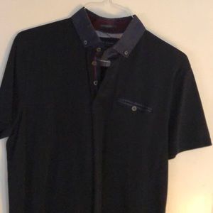 Ted Baker Black with Purple Collar Polo
